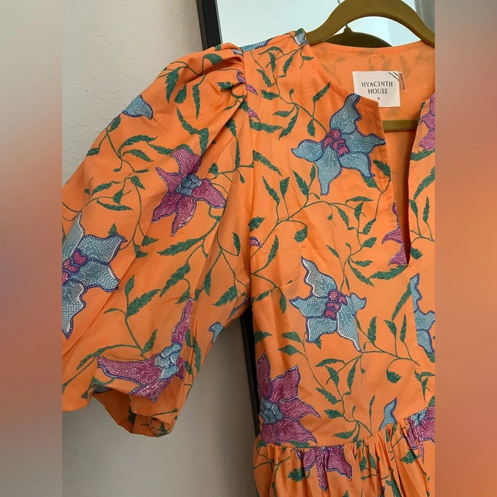 Tuckernuck Coral Maxi Dress with Blue & Pink Floral Print